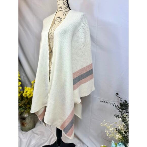 Steve Madden Kimono Shawl Wrap with Pastel Pink/Purple Stripes XL - Picture 3 of 8
